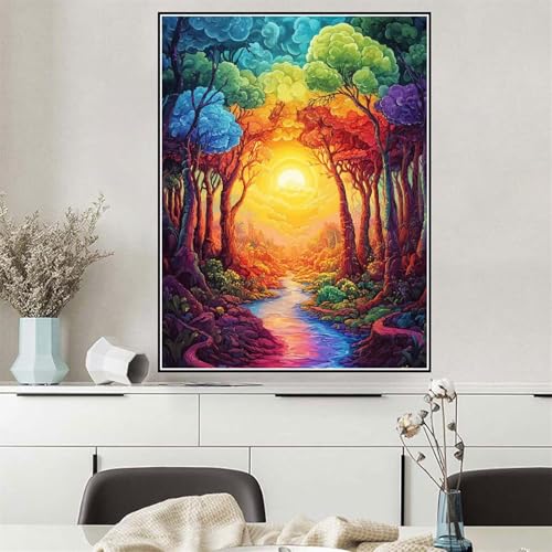 Malen Nach Zahlen Baum Malen Nach Zahlen ab 7 8 9 10 12 Jahre Mädchen Sonnenuntergang, DIY Oil Paint Kreatives Bastelset für Erwachsenee mit Pinseln und Acrylfarben, Geschenke für Frauen 70x95cm Q-988 von Wehsaeho