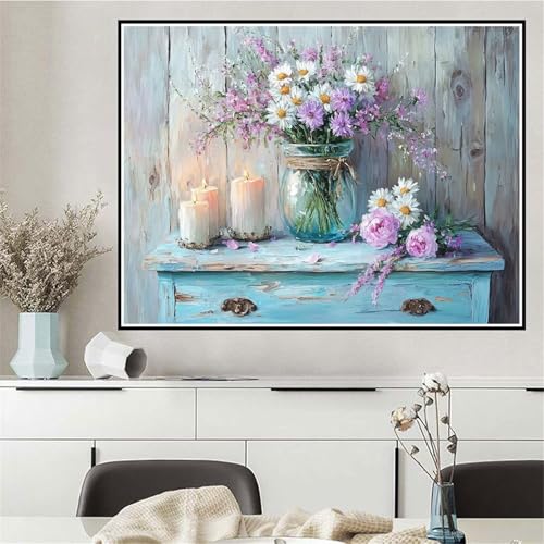 Malen Nach Zahlen Blume Malen Nach Zahlen ab 7 8 9 10 12 Jahre Mädchen Farbe, DIY Oil Paint Kreatives Set für Erwachsenee Bastelset, Pinseln und Acrylfarben, Geschenke für Frauen 40x50cm Q-163 von Wehsaeho