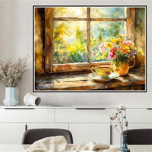 Malen Nach Zahlen Blume Malen Nach Zahlen ab 7 8 9 10 12 Jahre Mädchen Fensterbank, DIY Oil Paint Kreatives Set für Erwachsenee Bastelset mit Pinseln und Acrylfarben,Geschenke für Frauen 40x50cm Q-179 von Wehsaeho