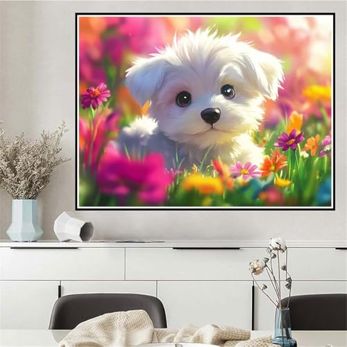 Malen Nach Zahlen Blume Malen Nach Zahlen ab 7 8 9 10 12 Jahre Mädchen Hund, Einfaches DIY Oil Paint Kreatives Set für Erwachsenee Bastelset, Pinseln und Acrylfarben,Geschenke für Frauen 70x95cm Q-225 von Wehsaeho