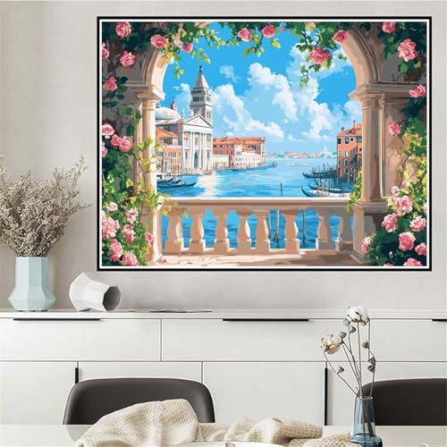 Malen Nach Zahlen Blume Malen Nach Zahlen ab 7 8 9 10 12 Jahre Mädchen Landschaft, DIY Oil Paint Kreatives Set für Erwachsenee Bastelset mit Pinseln und Acrylfarben, Geschenke für Frauen 40x50cm Q-207 von Wehsaeho