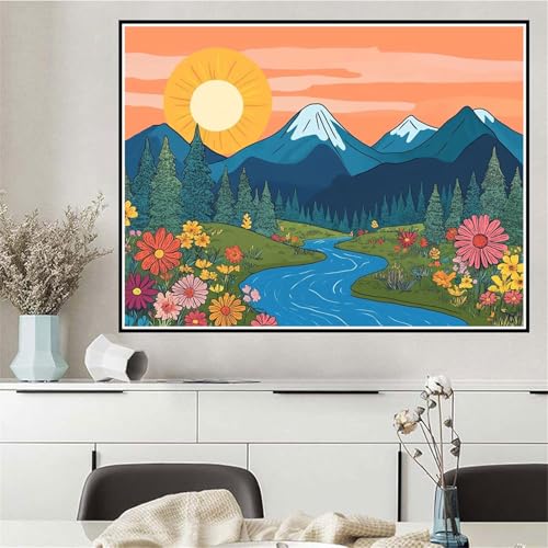 Malen Nach Zahlen Blume Malen Nach Zahlen ab 7 8 9 10 12 Jahre Mädchen Landschaft, DIY Oil Paint Kreatives Set für Erwachsenee Bastelset mit Pinseln und Acrylfarben, Geschenke für Frauen 40x50cm Q-206 von Wehsaeho