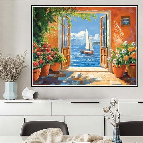 Malen Nach Zahlen Blume Malen Nach Zahlen ab 7 8 9 10 12 Jahre Mädchen Landschaft, DIY Oil Paint Kreatives Set für Erwachsenee Bastelset mit Pinseln und Acrylfarben, Geschenke für Frauen 70x95cm Q-231 von Wehsaeho