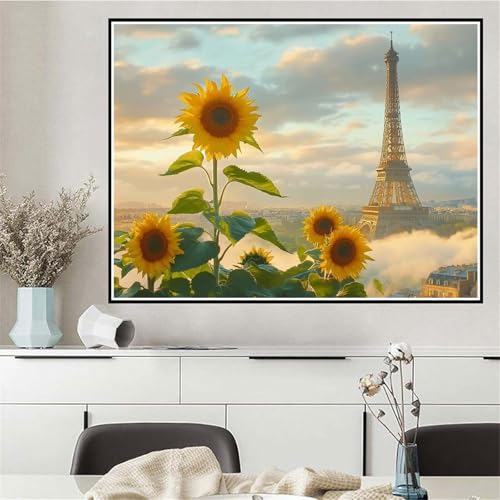 Malen Nach Zahlen Blume Malen Nach Zahlen ab 7 8 9 10 12 Jahre Mädchen Paris, DIY Oil Paint Kreatives Set für Erwachsenee Bastelset, Pinseln und Acrylfarben, Geschenke für Frauen 40x50cm Q-157 von Wehsaeho