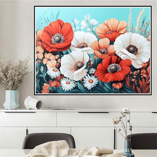 Malen Nach Zahlen Blume Malen Nach Zahlen ab 7 8 9 10 12 Jahre Mädchen Retro, DIY Oil Paint Kreatives Set für Erwachsenee Bastelset, Pinseln und Acrylfarben, Geschenke für Frauen 40x50cm Q-209 von Wehsaeho