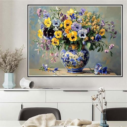 Malen Nach Zahlen Blume Malen Nach Zahlen ab 7 8 9 10 12 Jahre Mädchen Retro, DIY Oil Paint Kreatives Set für Erwachsenee Bastelset, Pinseln und Acrylfarben, Geschenke für Frauen 40x50cm Q-213 von Wehsaeho