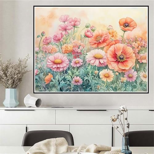 Malen Nach Zahlen Blume Malen Nach Zahlen ab 7 8 9 10 12 Jahre Mädchen Retro, DIY Oil Paint Kreatives Set für Erwachsenee Bastelset, Pinseln und Acrylfarben, Geschenke für Frauen 40x50cm Q-221 von Wehsaeho