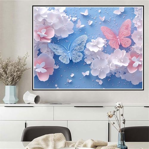 Malen Nach Zahlen Blume Malen Nach Zahlen ab 7 8 9 10 12 Jahre Mädchen Schmetterling, DIY Oil Paint Kreatives Bastelset für Erwachsenee mit Pinseln und Acrylfarben, Geschenke für Frauen 40x50cm Q-239 von Wehsaeho