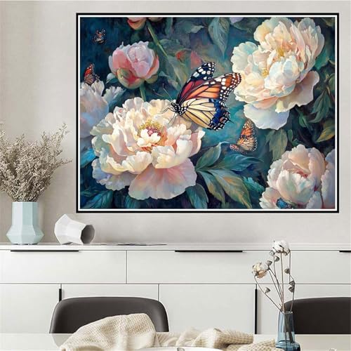 Malen Nach Zahlen Blume Malen Nach Zahlen ab 7 8 9 10 12 Jahre Mädchen Schmetterling, DIY Oil Paint Kreatives Bastelset für Erwachsenee mit Pinseln und Acrylfarben, Geschenke für Frauen 70x95cm Q-240 von Wehsaeho