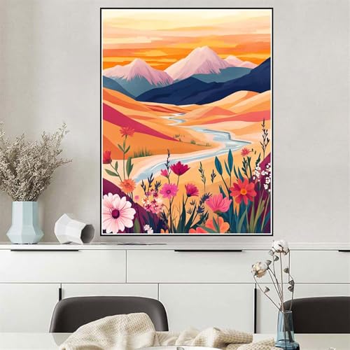 Malen Nach Zahlen Blume Malen Nach Zahlen ab 7 8 9 10 12 Jahre Mädchen Snow Mountain, DIY Oil Paint Kreatives Bastelset für Erwachsenee mit Pinseln und Acrylfarben, Geschenke für Frauen 40x50cm Q-915 von Wehsaeho