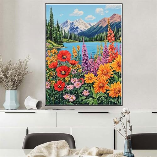 Malen Nach Zahlen Blume Malen Nach Zahlen ab 7 8 9 10 12 Jahre Mädchen Snow Mountain, DIY Oil Paint Kreatives Bastelset für Erwachsenee mit Pinseln und Acrylfarben, Geschenke für Frauen 40x50cm Q-914 von Wehsaeho