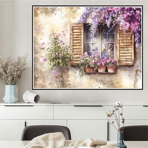 Malen Nach Zahlen Erwachsene Blume Malen Nach Zahlen Fensterbank Paint by Numbers, DIY Handgemalt Ölgemälde Leinwand Set für Anfänger, Deko Wohnzimmer, Geschenke für Frauen 20x30cm (Ohne Rahmen) Q-178 von Wehsaeho