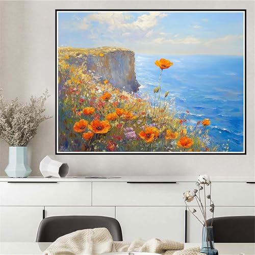 Malen Nach Zahlen Erwachsene Blume Malen Nach Zahlen Landschaft Paint by Numbers, DIY Handgemalt Ölgemälde Leinwand Set für Anfänger, Deko Wohnzimmer, Geschenke für Frauen 50x60cm (Ohne Rahmen) Q-236 von Wehsaeho