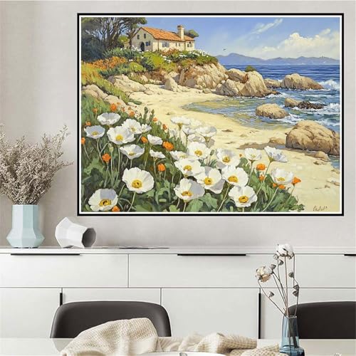 Malen Nach Zahlen Erwachsene Blume Malen Nach Zahlen Landschaft Paint by Numbers, DIY Handgemalt Ölgemälde Leinwand Set für Anfänger, Deko Wohnzimmer, Geschenke für Frauen 90x120cm (Ohne Rahmen) Q-235 von Wehsaeho