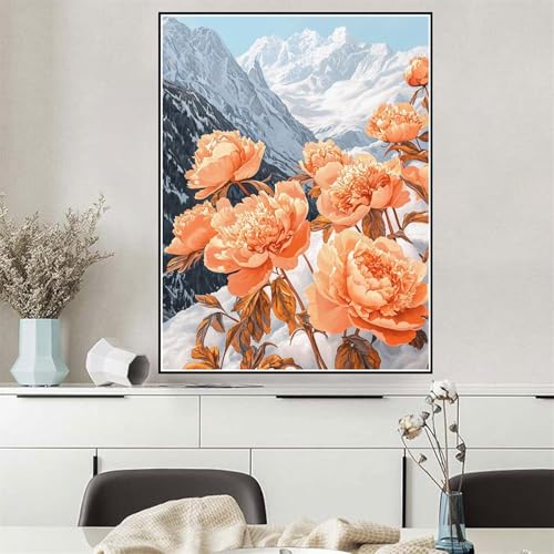 Malen Nach Zahlen Erwachsene Blume Malen Nach Zahlen Snow Mountain Paint by Numbers, DIY Handgemalt Ölgemälde Leinwand Set für Kinder Anfänger, Deko Wohnzimmer, Geschenke für Frauen 20x30cm Q-911 von Wehsaeho