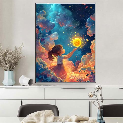 Malen Nach Zahlen Mädchen Malen Nach Zahlen ab 7 8 9 10 12 Jahre Mädchen Sternenhimmel, DIY Oil Paint Kreatives Bastelset für Erwachsenee mit Pinseln und Acrylfarben,Geschenke für Frauen 40x50cm Q-956 von Wehsaeho