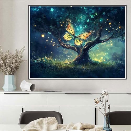 Malen Nach Zahlen Schmetterling Malen Nach Zahlen ab 7 8 9 10 12 Jahre Mädchen Baum, DIY Oil Paint Kreatives Bastelset für Erwachsenee mit Pinseln und Acrylfarben, Geschenke für Frauen 70x95cm Q-153 von Wehsaeho