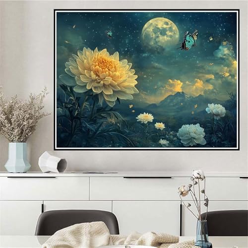 Malen Nach Zahlen Schmetterling Malen Nach Zahlen ab 7 8 9 10 12 Jahre Mädchen Mond, DIY Oil Paint Kreatives Bastelset für Erwachsenee mit Pinseln und Acrylfarben, Geschenke für Frauen 40x50cm Q-155 von Wehsaeho