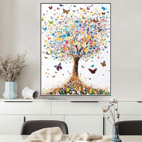 Malen Nach Zahlen ab 7 8 9 10 12 Jahre Mädchen Baum des Lebens Malen Nach Zahlen Erwachsene Schmetterling, DIY Paint by Numbers Leinwand Set mit Pinseln und Acrylfarben, Zimmer Deko 30x40cm Q-975 von Wehsaeho