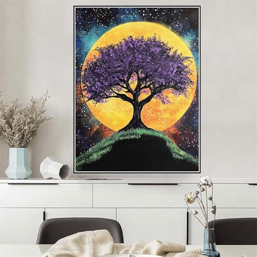 Malen Nach Zahlen ab 7 8 9 10 12 Jahre Mädchen Baum des Lebens Malen Nach Zahlen Erwachsene Sonnenuntergang, DIY Paint by Numbers Leinwand Set mit Pinseln und Acrylfarben, Zimmer Deko 30x40cm Q-979 von Wehsaeho