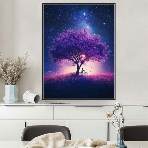 Malen Nach Zahlen ab 7 8 9 10 12 Jahre Mädchen Baum des Lebens Malen Nach Zahlen Erwachsene Sternenhimmel, DIY Paint by Numbers Leinwand Set mit Pinseln und Acrylfarben, Zimmer Deko 30x40cm Q-982 von Wehsaeho