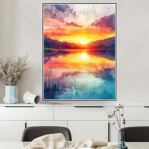 Malen Nach Zahlen ab 7 8 9 10 12 Jahre Mädchen Sonnenuntergang Malen Nach Zahlen Erwachsene Landschaft, DIY Paint by Numbers Leinwand Set mit Pinseln und Acrylfarben, Zimmer Deko 30x40cm Q-927 von Wehsaeho