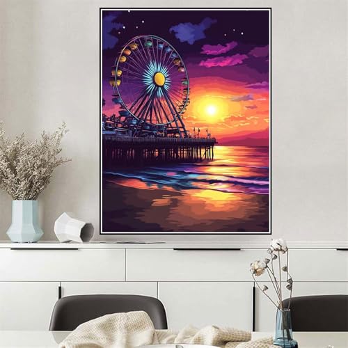 Malen Nach Zahlen ab 7 8 9 10 12 Jahre Mädchen Sonnenuntergang Malen Nach Zahlen Erwachsene Landschaft, DIY Paint by Numbers Leinwand Set mit Pinseln und Acrylfarben, Zimmer Deko 30x40cm Q-929 von Wehsaeho