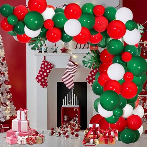 Luftballons Girlande Weihnachten, Weihnachts Party Deko Ballon Girlande Weihnachten Grün Rot für Weihnachtsdeko Neujahr Party Supplies Xmas Party Dekoration Geburtstagsfeier zum Thema Weihnachten von WeiRenLuan