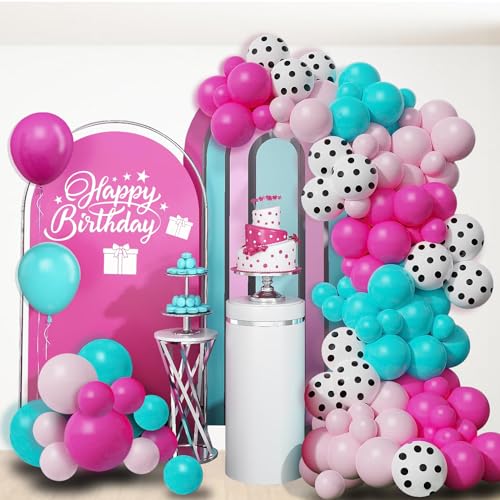 Mattes Blau Heißes Rosa Luftballon Girlanden,Heißes Rosa Blau Latex Helium Luftballon Girlande,Für Mädchen Babyparty Hochzeit Party Dekorationen von WeiRenLuan