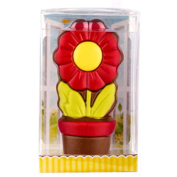 Schoko-Geschenk "Blume", 13cm x 6cm x 4cm, 85g von Weibler Confiserie