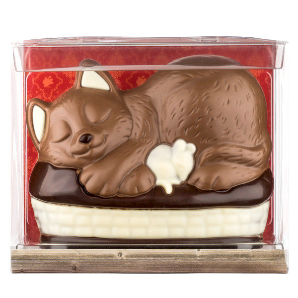 Schoko-Geschenk "Katzenkörbchen", 14,5cm x 11,5cm x 8,5cm, 225g von Weibler Confiserie