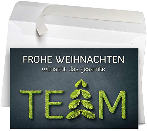 50 Premium Weihnachtskarten mit Umschlag Set für Firmen, hochwertige Klappkarten 19 x 12 cm groß, Team Weihnachtsbaum von Weihnachtskarten-Shop