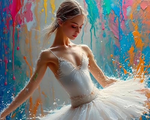 Weiniuniu 5D DIY Diamond Painting Kit Ballerina-Mädchen Kristall-Strasssteinen Bilder Set Diamond Arts Craft Malerei Erwachsene Home Wanddekoration 50x70 cm von Weiniuniu