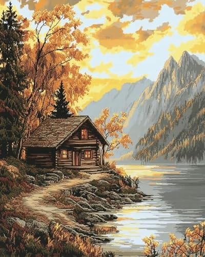 Weiniuniu 5D DIY Diamond Painting Kit Chalet mit Bergblick Kristall-Strasssteinen Bilder Set Diamond Arts Craft Malerei Erwachsene Home Wanddekoration 40x50 cm von Weiniuniu