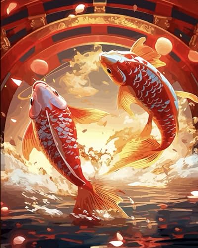 Weiniuniu 5D DIY Diamond Painting Kit Koi-Fische Kristall-Strasssteinen Bilder Set Diamond Arts Craft Malerei Erwachsene Home Wanddekoration 40x50 cm von Weiniuniu