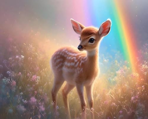 Weiniuniu 5D DIY Diamond Painting Kit Regenbogentier Hirsch Kristall-Strasssteinen Bilder Set Diamond Arts Craft Malerei Erwachsene Home Wanddekoration 50x70 cm von Weiniuniu