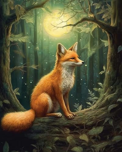 Weiniuniu 5D DIY Diamond Painting Kit Tierfuchs Kristall-Strasssteinen Bilder Set Diamond Arts Craft Malerei Erwachsene Home Wanddekoration 40x50 cm von Weiniuniu