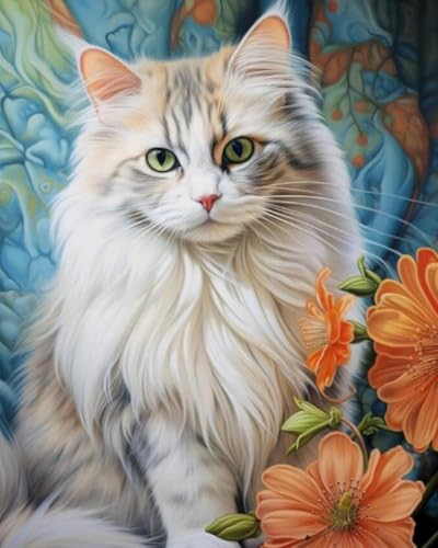 Weiniuniu 5D DIY Diamond Painting Kit Tierkatzenblume Kristall-Strasssteinen Bilder Set Diamond Arts Craft Malerei Erwachsene Home Wanddekoration 50x70 cm von Weiniuniu