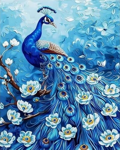 Weiniuniu 5D DIY Diamond Painting Kit blauer Pfau Kristall-Strasssteinen Bilder Set Diamond Arts Craft Malerei Erwachsene Home Wanddekoration 40x50 cm von Weiniuniu