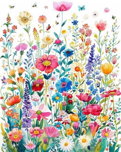 Weiniuniu 5D-Diamant-Malset bemalte Blumen DIY Malen Nach Zahlen Erwachsene und Kinder runde Strassmalerei Bilder Home Decor 50x70 cm von Weiniuniu