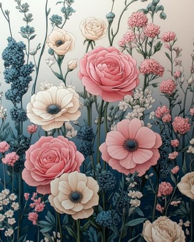 Weiniuniu 5D-Diamant-Malset wunderschöne Blumen DIY Malen Nach Zahlen Erwachsene und Kinder runde Strassmalerei Bilder Home Decor 50x70 cm von Weiniuniu