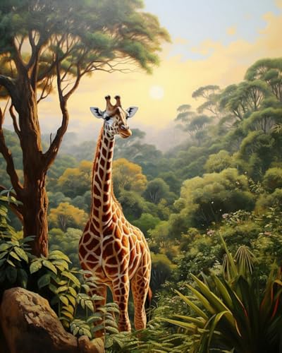 Weiniuniu Kreuzstich Stickpackung Tiergiraffe DIY Stickvorlagen Stickbilder 11CT Vorgedruckt Kreuzstich Set für Anfänger Home Decor 50x70 cm von Weiniuniu