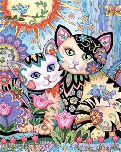 Weiniuniu5D DIY Diamond Painting KitBemalte Katzen Kristall-Strasssteinen Bilder Set Diamond Arts Craft Malerei Erwachsene Home Wanddekoration 40x50 cm von Weiniuniu