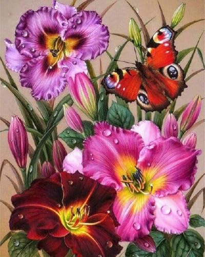 Weiniuniu5D DIY Diamond Painting KitBlumenschmetterling Kristall-Strasssteinen Bilder Set Diamond Arts Craft Malerei Erwachsene Home Wanddekoration 40x50 cm von Weiniuniu