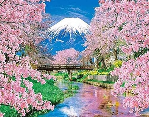 Weiniuniu5D DIY Diamond Painting KitSakura-Berg Fuji Kristall-Strasssteinen Bilder Set Diamond Arts Craft Malerei Erwachsene Home Wanddekoration 40x50 cm von Weiniuniu