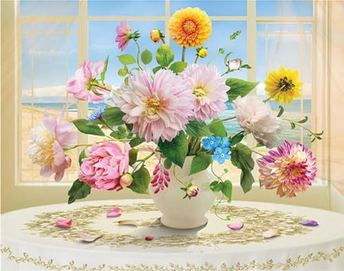 Weiniuniu5D DIY Diamond Painting KitWunderschöne florale Illustration Kristall-Strasssteinen Bilder Set Diamond Arts Craft Malerei Erwachsene Home Wanddekoration 40x50 cm von Weiniuniu