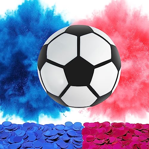 Gender Reveal Fußballball, Weinsamkeit Geschlechtsoffenbaren Fußball Explodiert Blau oder Rosa Pulver mit Rose & Blau Konfetti, Gender Reveal Partyzubehör, Gender Reveal Party Supplies von Weinsamkeit