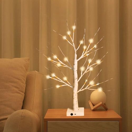 Birkenbaum-Licht,Birke Lichterbaum Innen,christmas led baum deko licht,24 LED Deko Lampe Leuchtzweige,LED Baum Lichter,Verstellbare Äste,für weihnachtsdeko,baum deko,deko wohnzimmer(60cm/2ft)-Warmweiß von Weiongppy