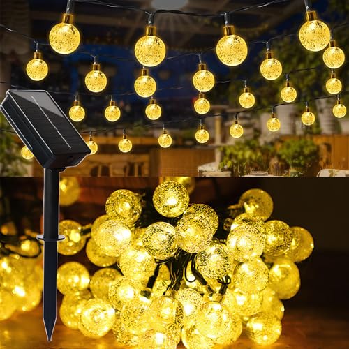 Solar Lichterkette Aussen,12m 100led Lichterkette AußEn Solar,Lichterkette Solar,Ip65 Wasserdicht,8 Modi,Outdoor Lichterkette,FüR Balkon Deko,Weihnachten, Party,Gartendeko, BäUme,Hochzeiten(Warmweiß) von Weiongppy