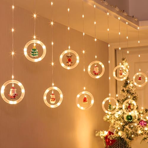 Weihnachtsdeko Fenster Innen,Lichtervorhang 3x0,5m Led Lichterkettenvorhang,Weihnachtsbeleuchtung Stimmungslichter,8 Modi Usb Weihnachtsdeko,Geeignet FüR Die Weihnachtliche Innendekoration(Warmweiß) von Weiongppy